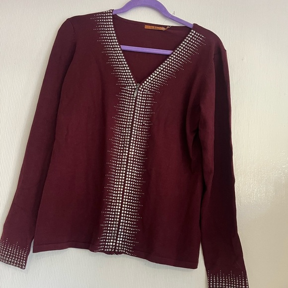 Belldini Burgundy and White Embellished Vest - Picture 1 of 5